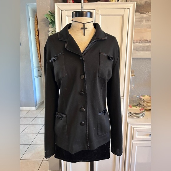 Unique Vintage Sweaters - Medium Vintage Blazer Cardigan Coquette Business Casual